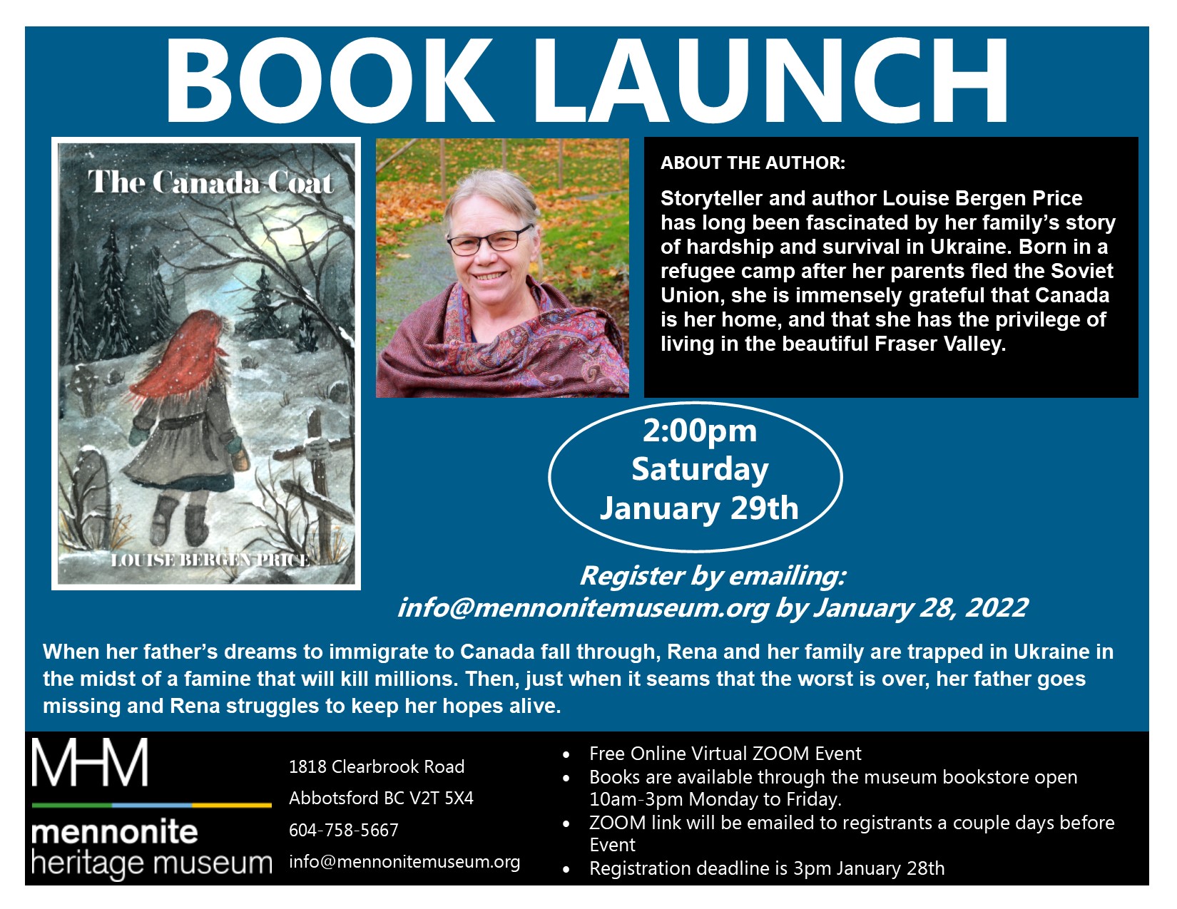 MHM Virtual Book Launch The Canada Coat by Louise Bergen Price ...
