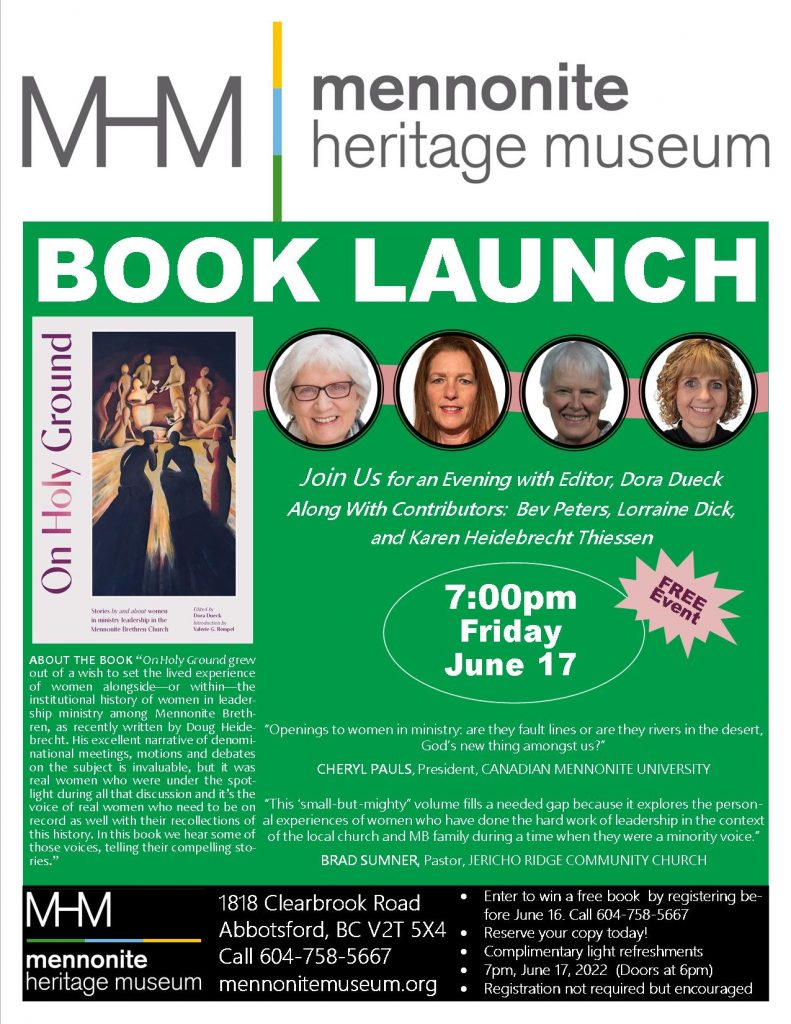 MHM Book Launch: On Holy Ground - Mennonite Heritage Museum